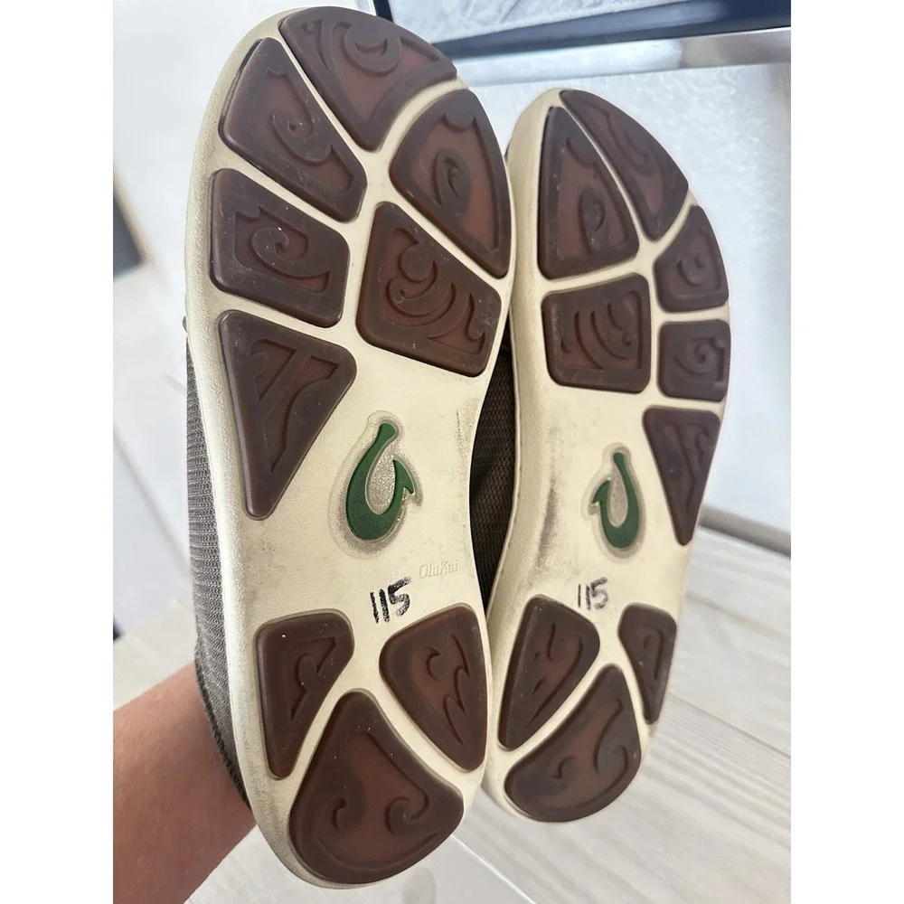Olukai Nohea Mesh Mens‎ Shoes Size 10 Slip On Loafers Brown Fold Down Heel Slide